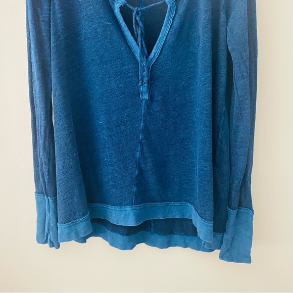 Free People Long Sleeve Top Blue Sz Medium - Picture 3 of 11
